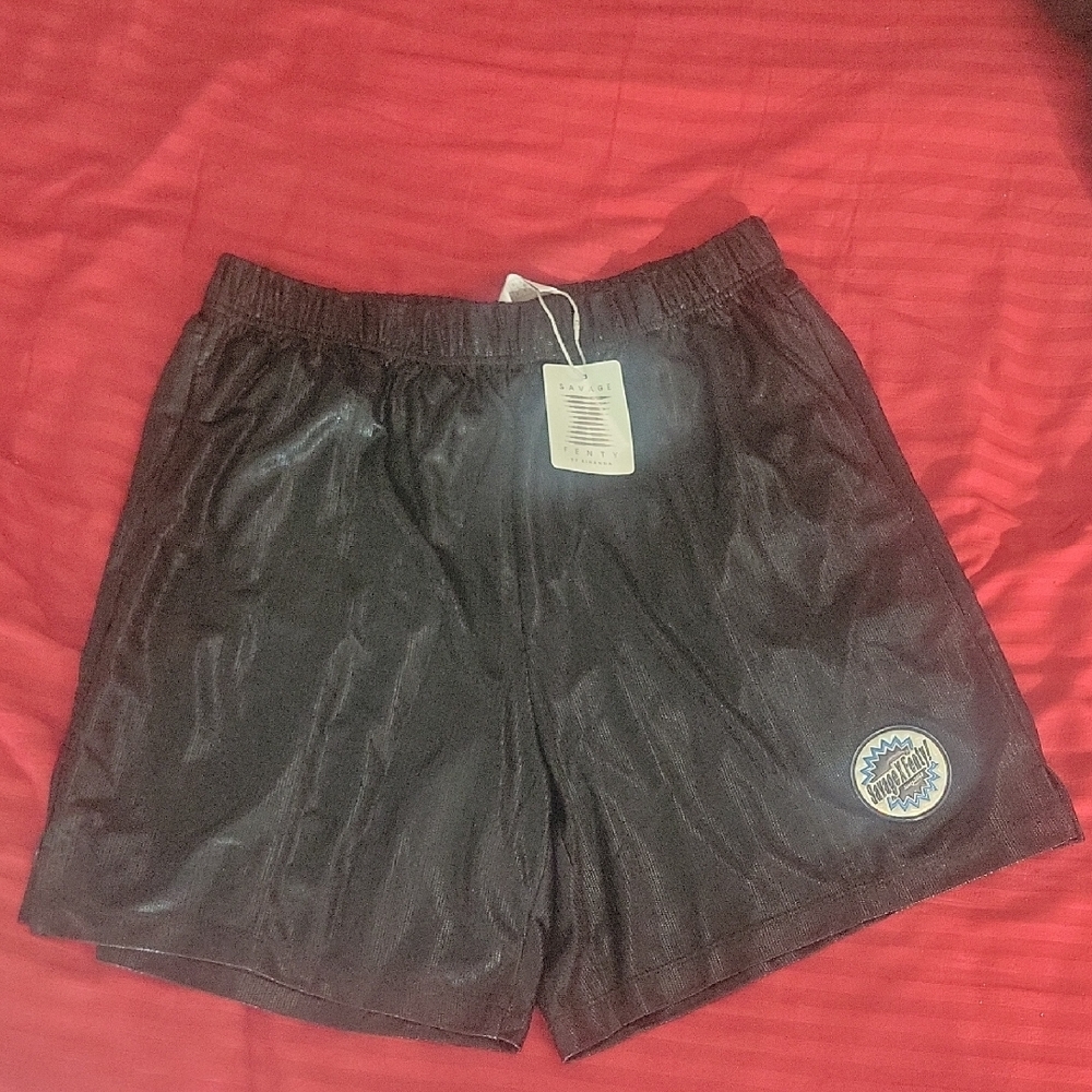 Savage X Fenty Black Shorts with Logo Patch